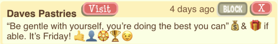 Dave's Pastries ingame feedback image